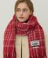 Wool Blended Line Checked Muffler - Red