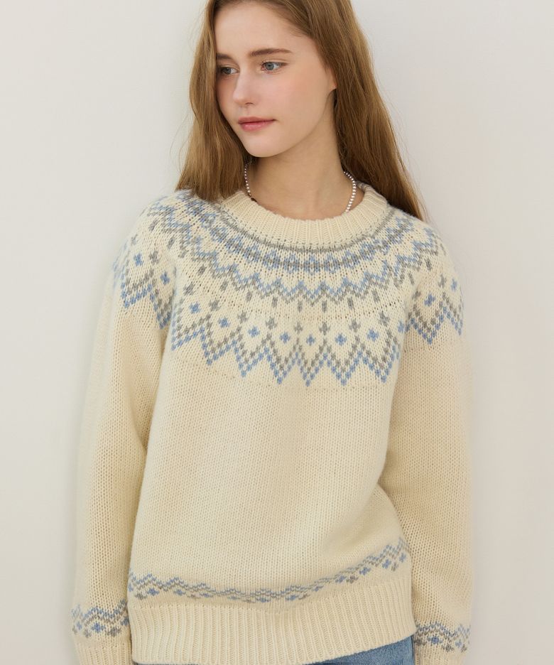 Nordic Jacquard Merino Wool Knit - Ivory