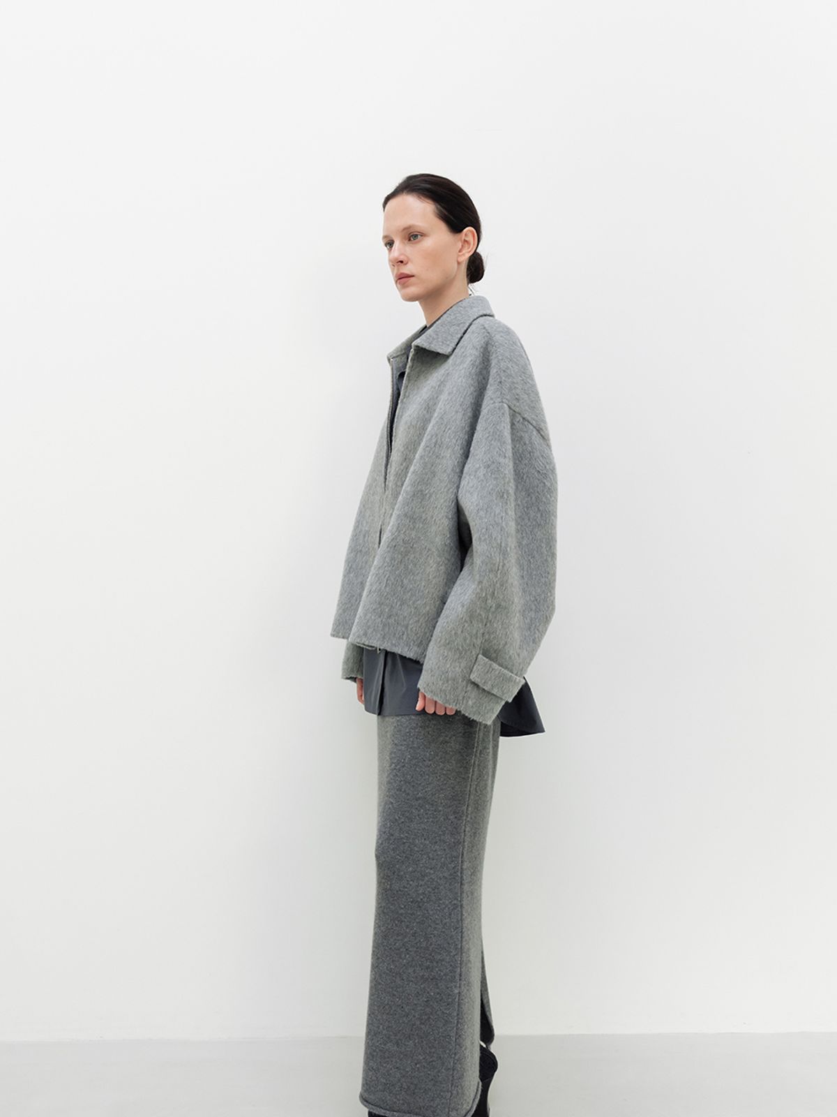 레이스(RRACE) Knit Roll-Up Skirt_Dark Gray