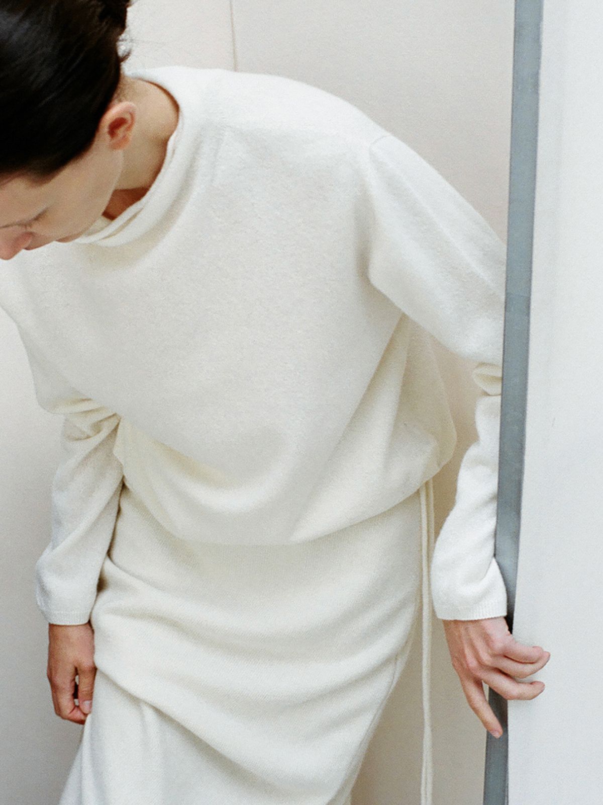 레이스(RRACE) Knit Roll-Up Skirt_Ivory