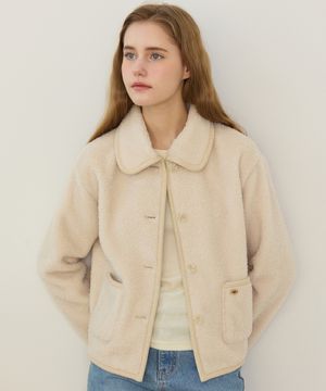 Teddy Short Boucle Jacket - Light Beige