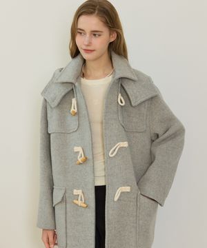 Classic Hood Duffle Coat - Light Grey