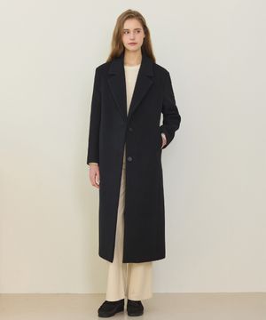 Single-Breasted Wool Classic Coat - Black