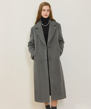 Single-Breasted Wool Classic Coat - Charcoal Grey