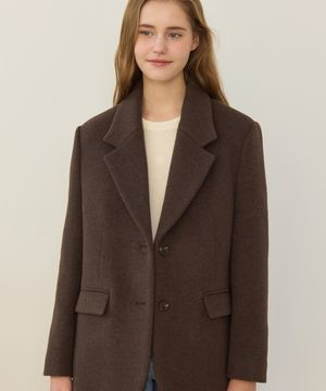 Wool Blended Single Jacket - Brown