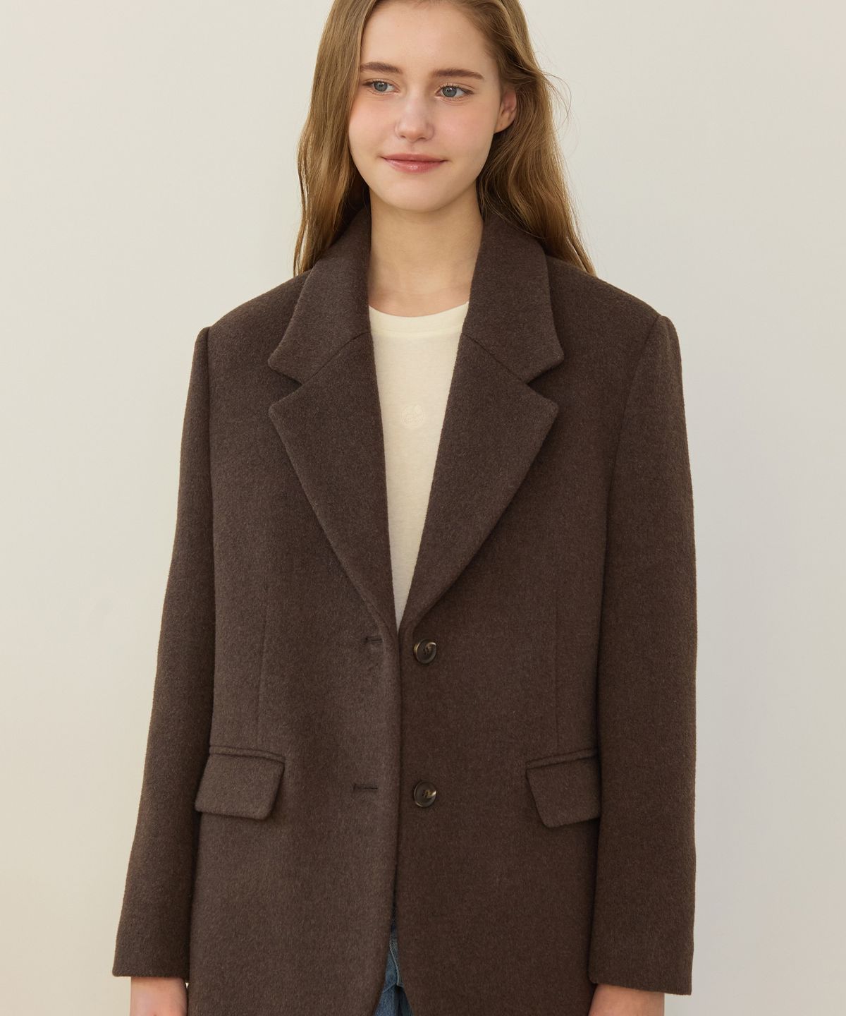 논로컬(NONLOCAL) Wool Blended Single Jacket - Brown
