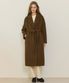 Hairy Alpaca Belted Long Coat - Brown