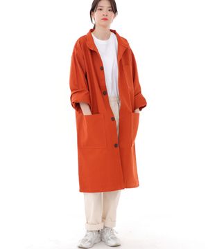 퍼티그 롤업 롱 트렌치 버튼코트 FBL-700 브릭