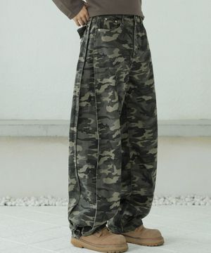 벌룬핏 비조 스냅 와이드 카모팬츠