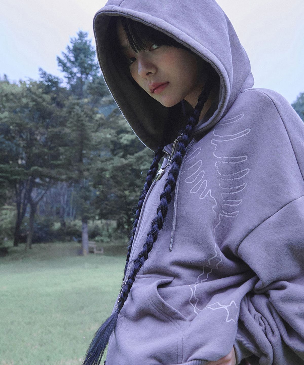 퓨레(PUREE) Bony-tail zip-up hoodie Brown