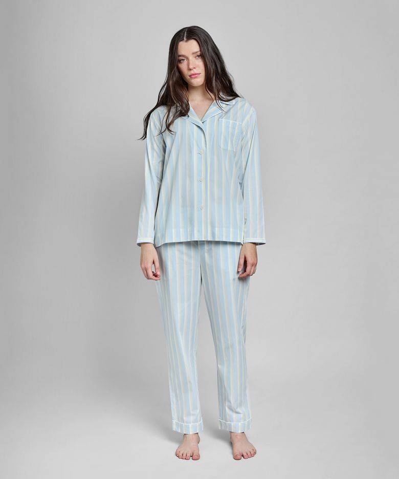 (W) 비숍 파자마 세트 프렌치 블루 더블 스트라이프 BISHOP PAJAMA SET FRENCH BLUE DOUBLE STRIPE