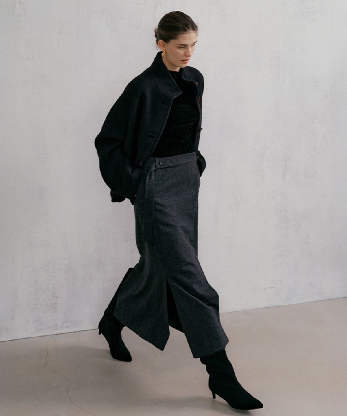 바니스뉴욕(BARNEYS NEWYORK) FW 아미 울블랜디드 랩스커트 차콜