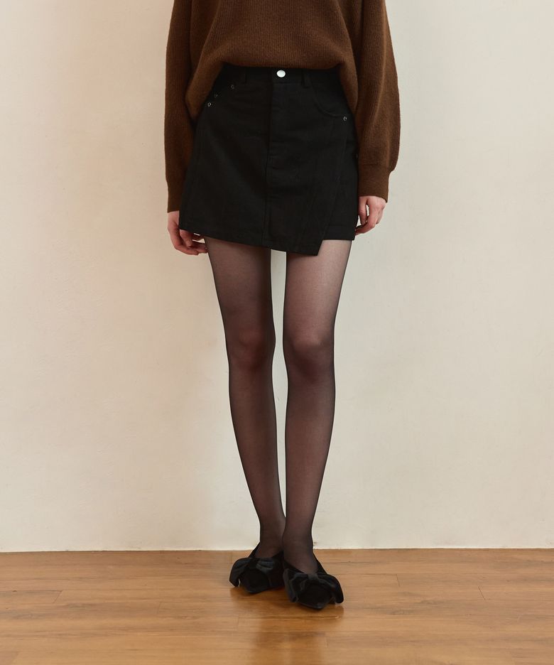 Unbalance cut mini skirt - black