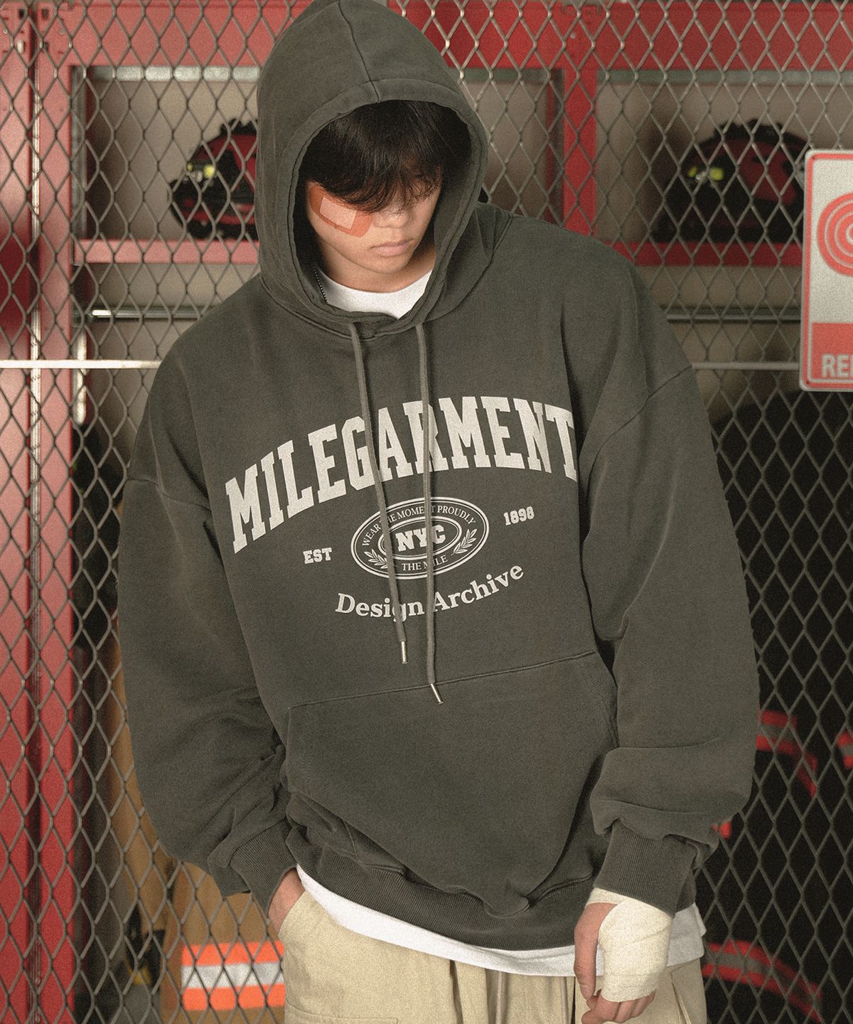 더마일(THEMILE) MILEGARMENT NYC HOODIE [PIGMENT KHAKI]