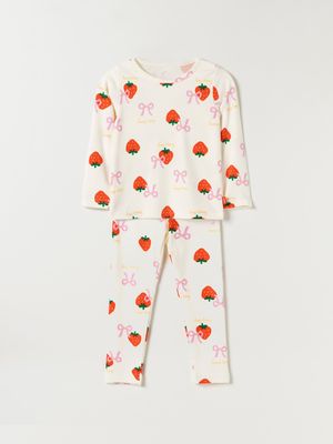 딸기리본 실내복 상하복 세트