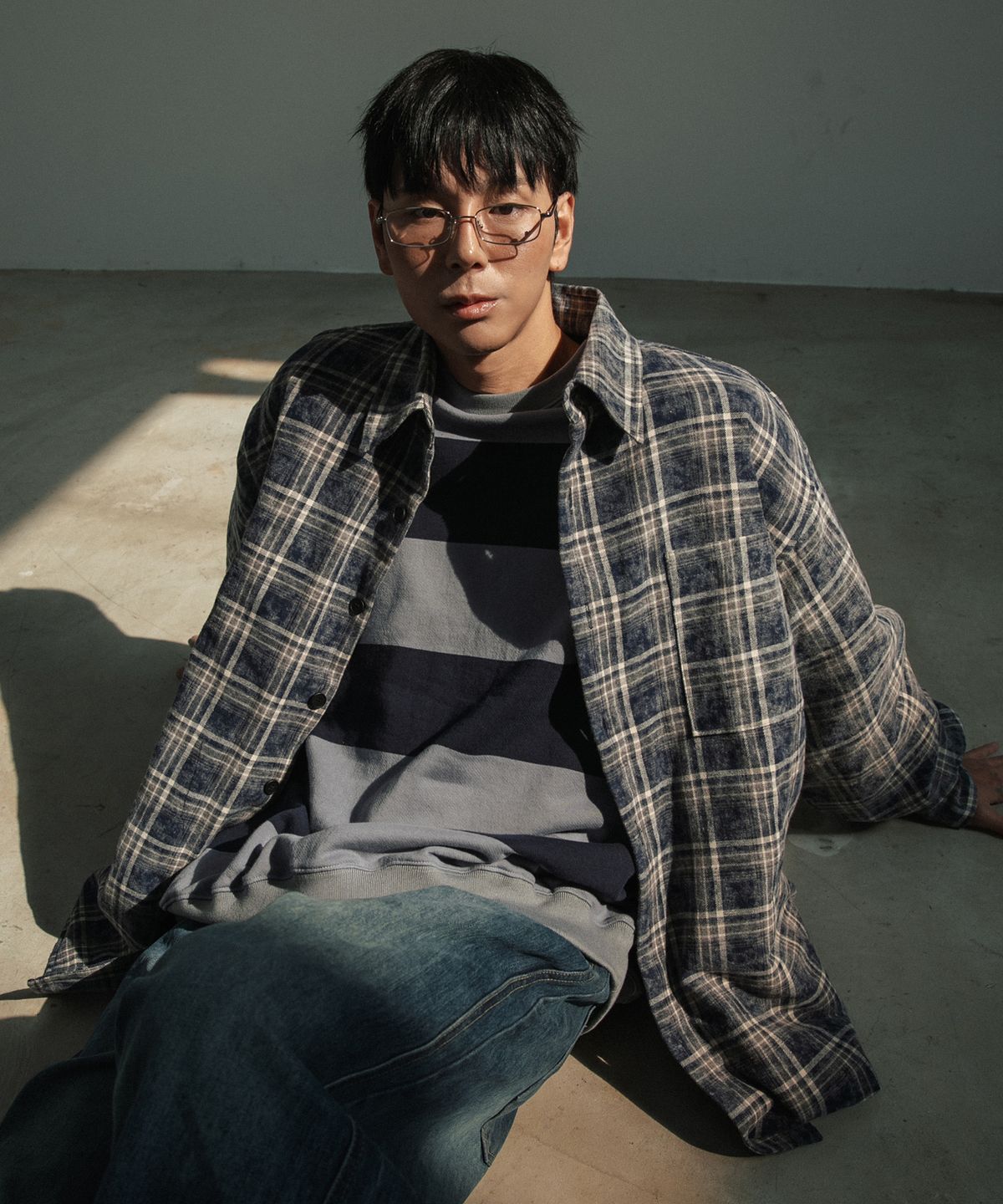 버닝카포네(BURNING CAPONE) BC 빈티지 체크 패디드 셔츠 (NAVY)