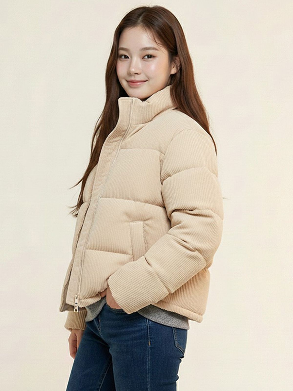 행텐 틴즈(HANGTEN TEENS) 틴즈 포레스트 폴리 코듀로이 코어 푸퍼 점퍼_121(14540-010-805-69)