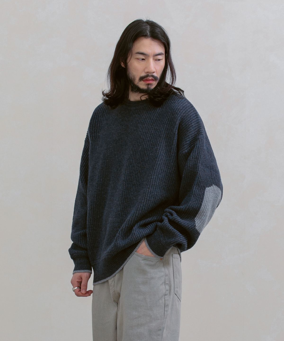 러기드하우스(RUGGED HOUSE) 워크 인더 시트 엘보 램스울 니트 4컬러