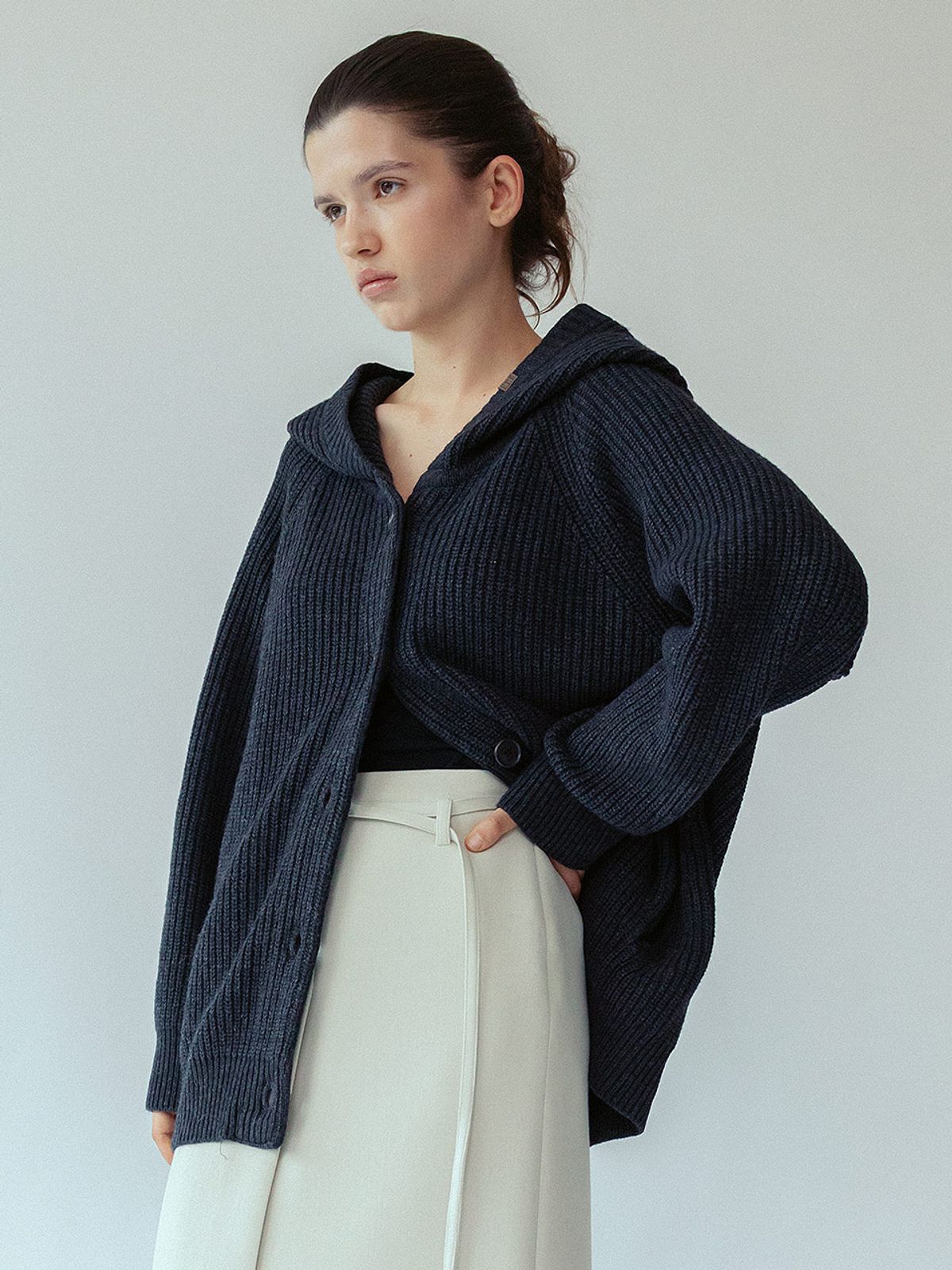 루에브르(LOEUVRE) Hoodie Knit Cardigan SK5WD472-9E