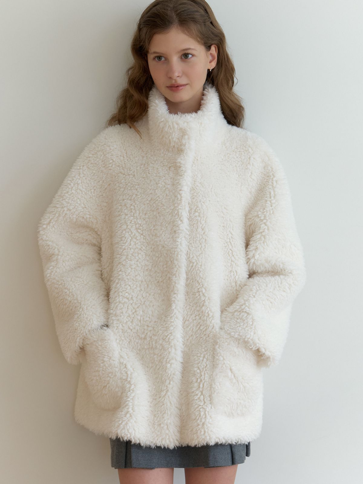 리엘(RE L) Begonia fur half coat (ivory)