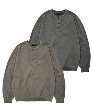 [2PACK] VINTAGE WASHED HENLEY SWEATSHIRT (5color)