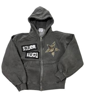 (기모)Rock Star Pigment Napping Hood Zip-up ((charcoal))