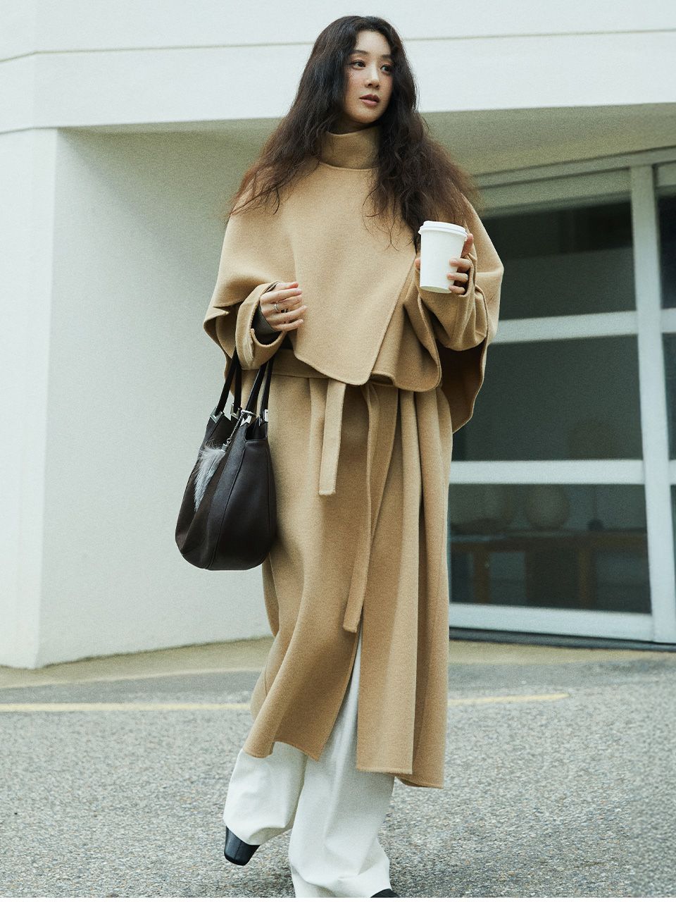 MUSINSA公式 | LOEUVRE High-neck Handmade Coat + Cape SW5WH408-92