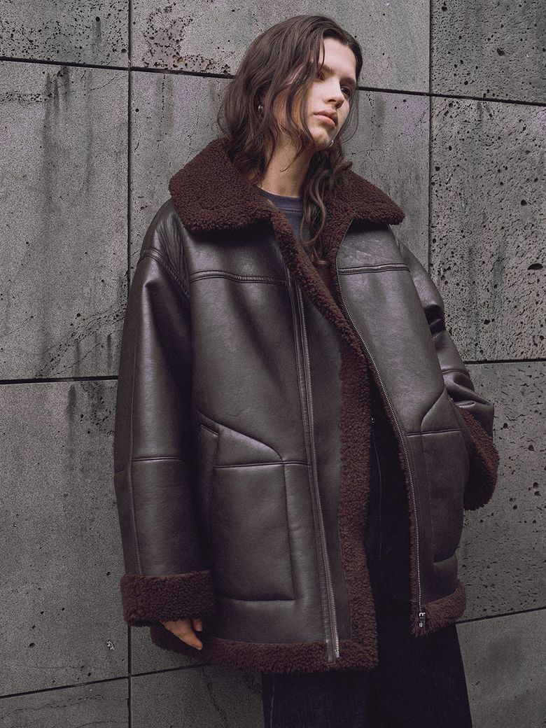 Oversized Shearling Mouton Jacket SM5WJ404-93