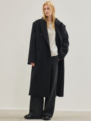 wool double-breasted coat (deep charcoal)