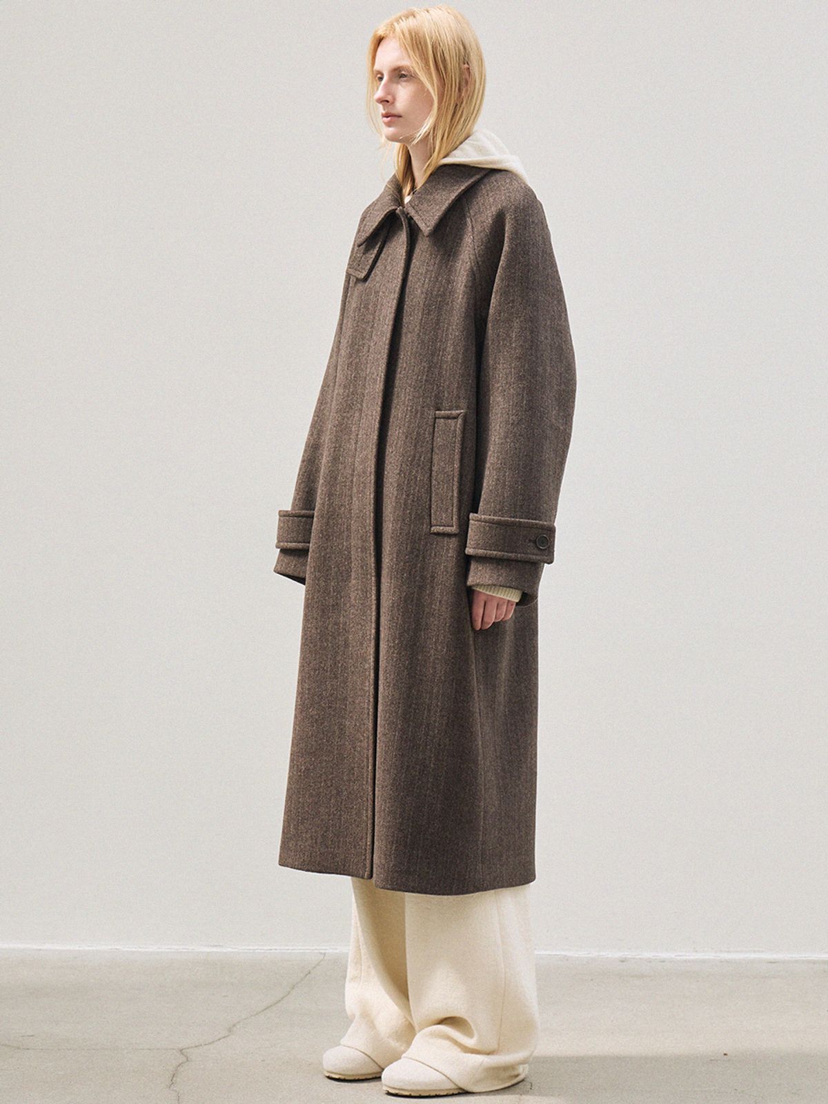 르(LE) wool classic balmacaan coat (brown)