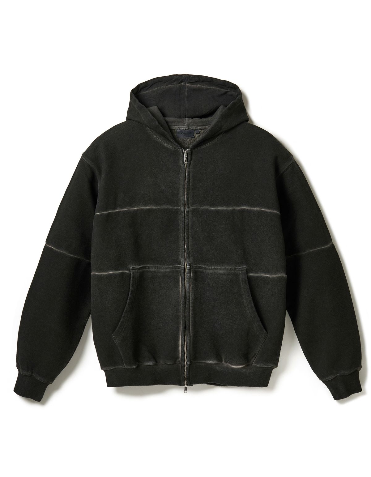 로어즈(LORES) Pigment Dyed Split Zip Hoodie - Charcoal