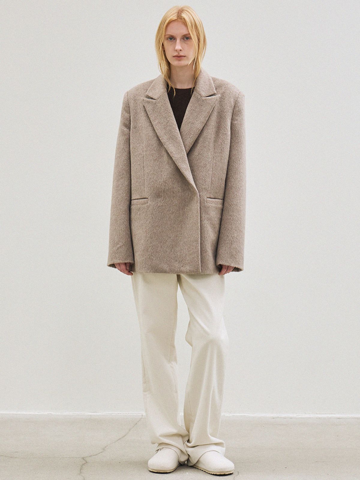 르(LE) alpaca over-fit blazer (ash beige)
