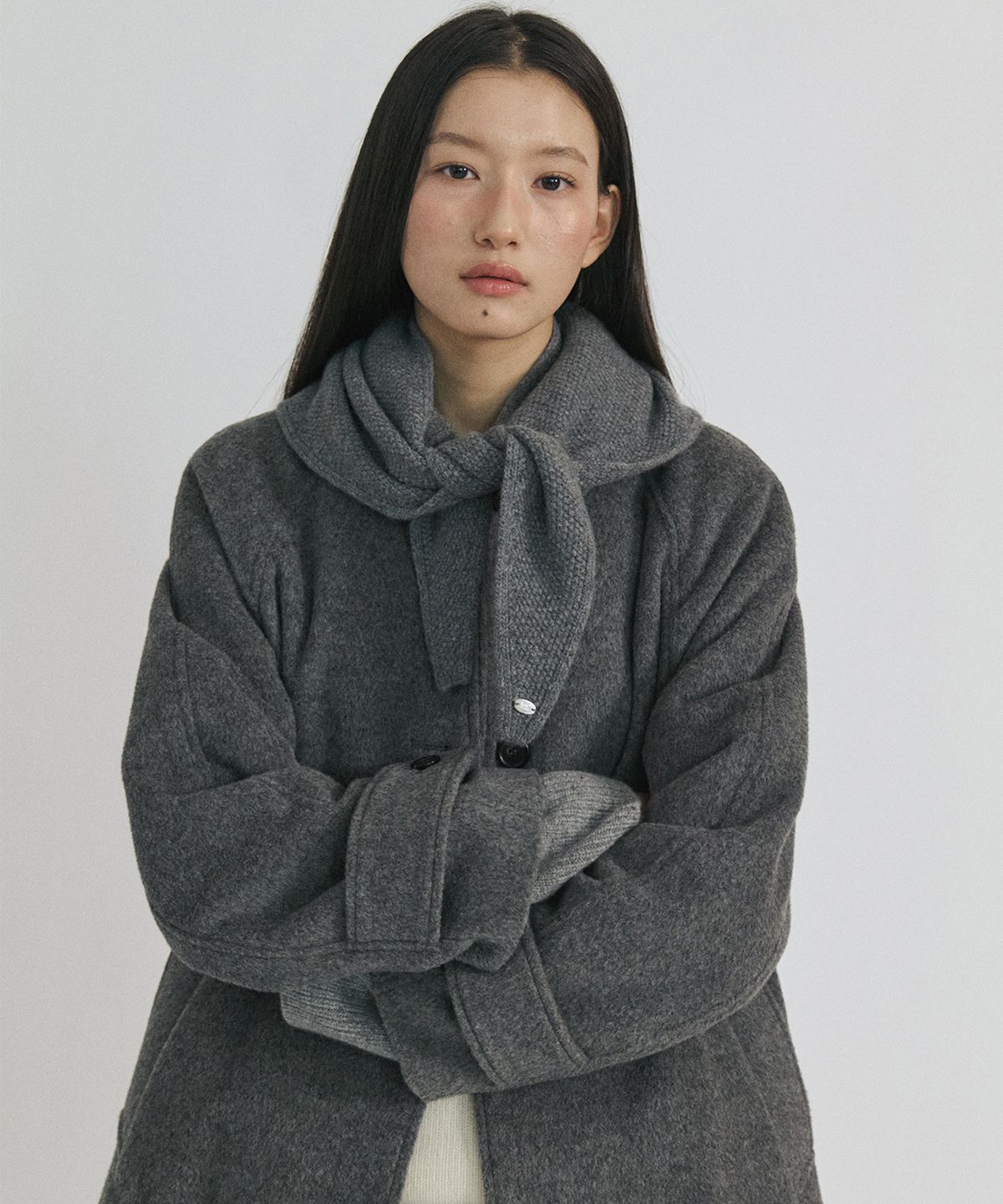 스텝어라운드(STEP AROUND) Cashmere Textured Knit Scarf_2COLORS
