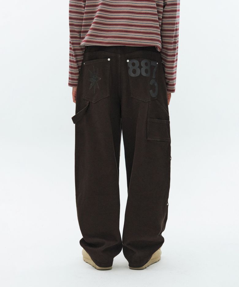 Rivet Embroidery Carpenter Trouser-Khaki