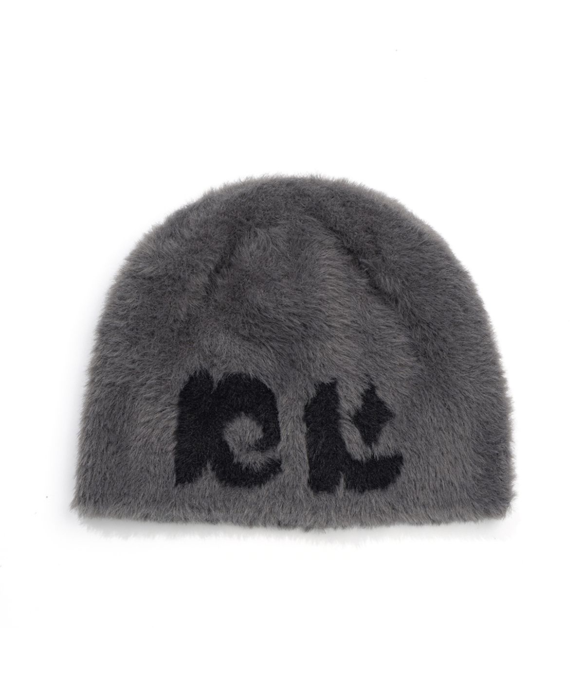 뉴키치(NEWKITSCH) NK LOGO JACQUARD FUR BEANIE (CHARCOAL)