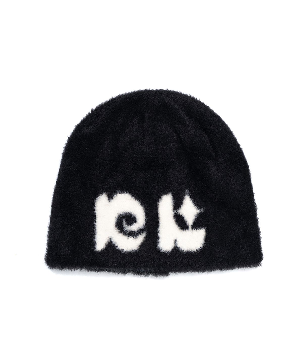 뉴키치(NEWKITSCH) NK LOGO JACQUARD FUR BEANIE (BLACK)