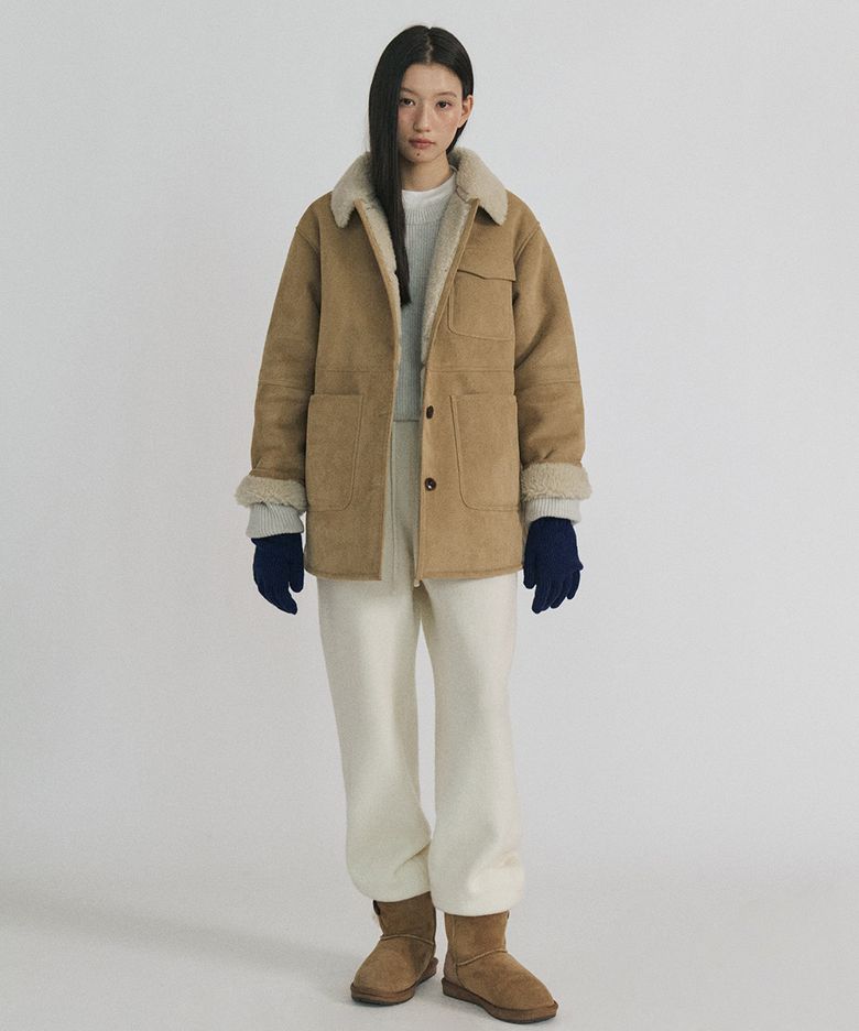 Merino Shearling Pocket Mustang_BEIGE