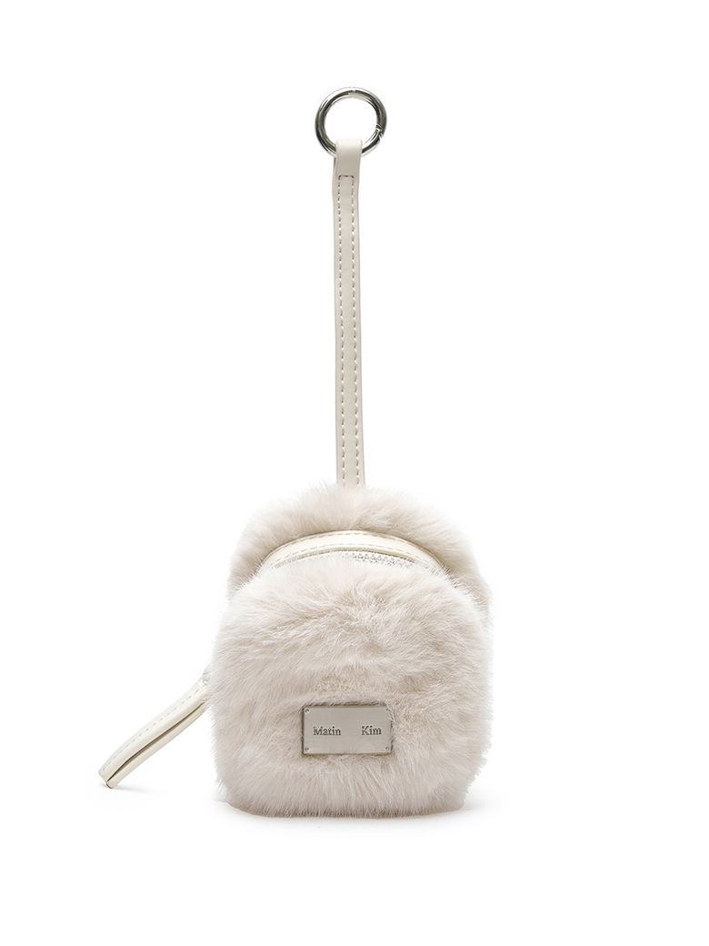 SOFT FUR MINI CUBE POUCH IN IVORY