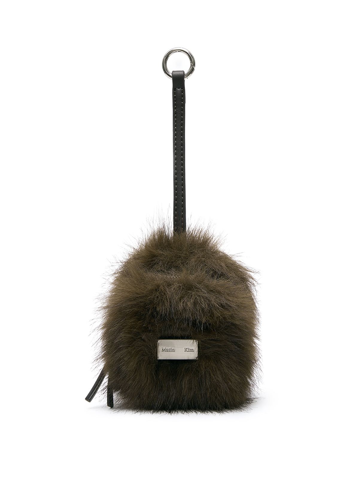 마뗑킴(MATIN KIM) HAIRY FUR MINI CUBE POUCH IN BROWN