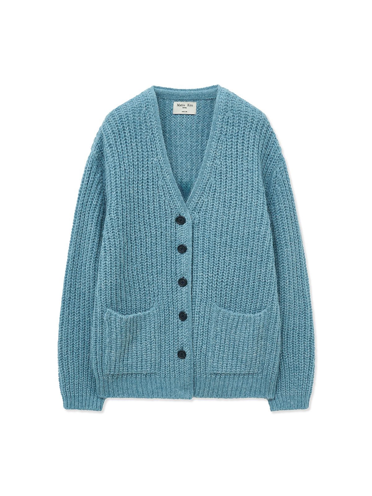 마뗑킴(MATIN KIM) SIDE BUTTON POINT OVERFIT CARDIGAN IN LIGHT BLUE