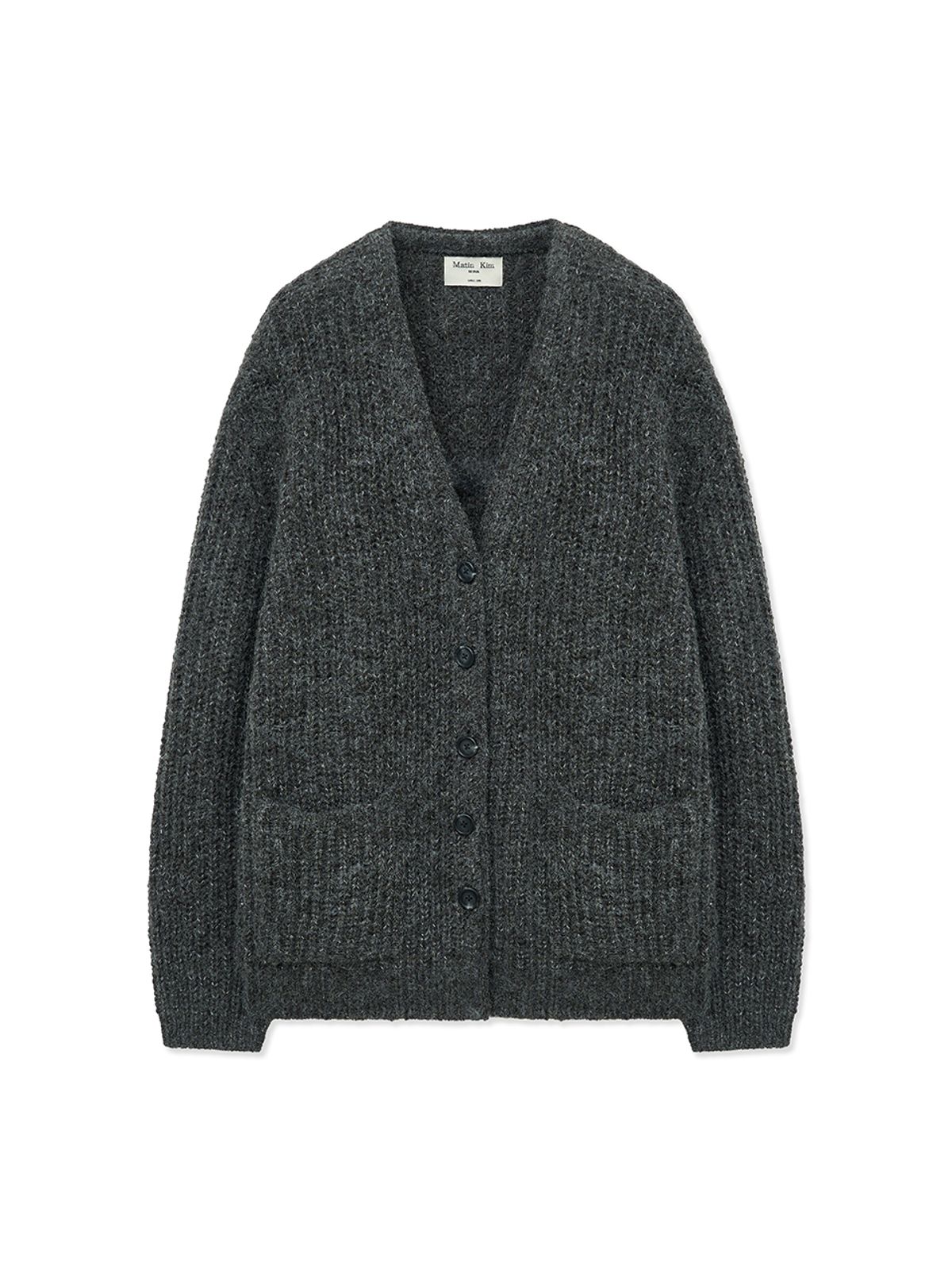 마뗑킴(MATIN KIM) SIDE BUTTON POINT OVERFIT CARDIGAN IN CHARCOAL