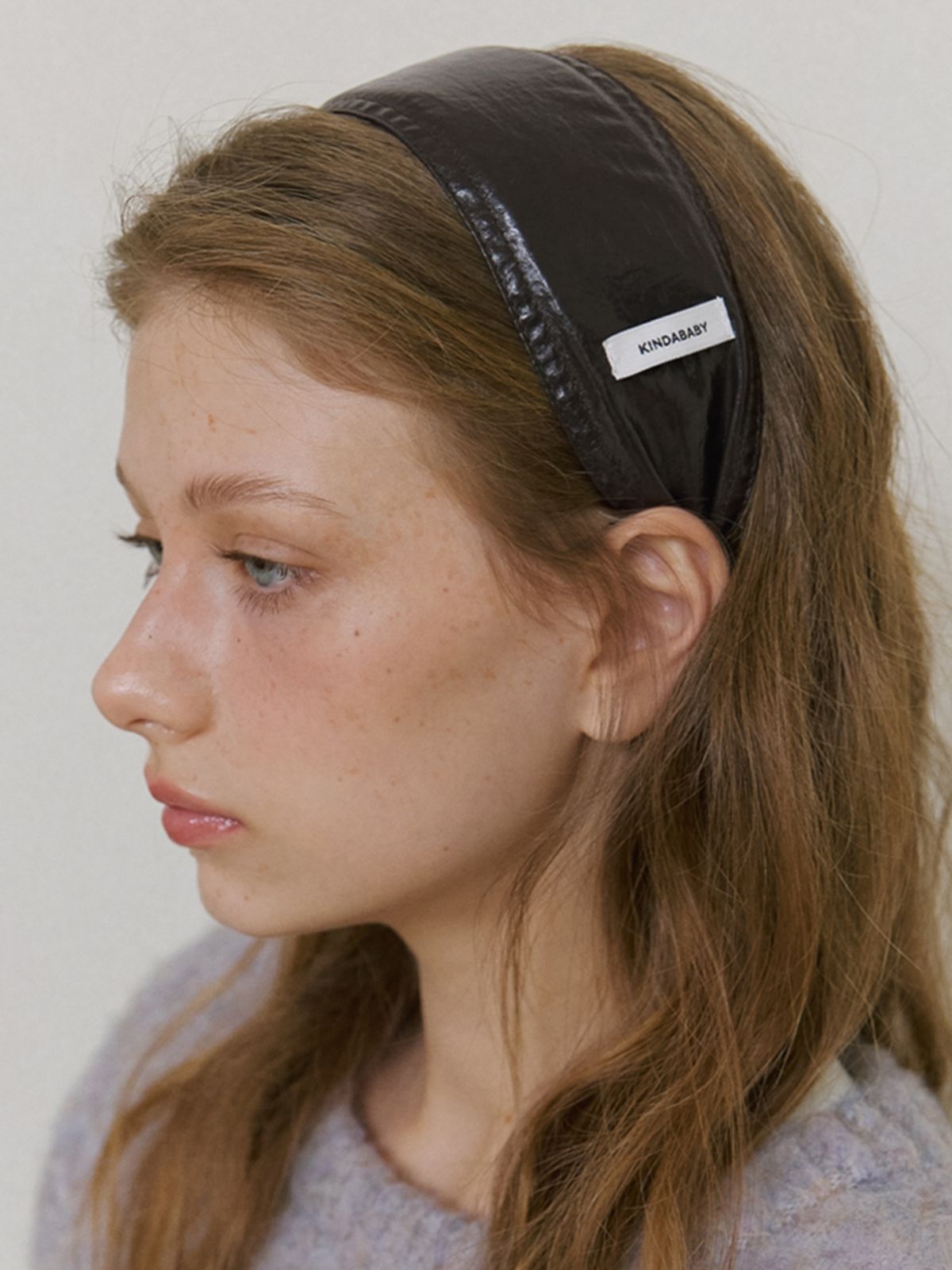 카인더베이비(KINDABABY) soft plaid headband - dark brown