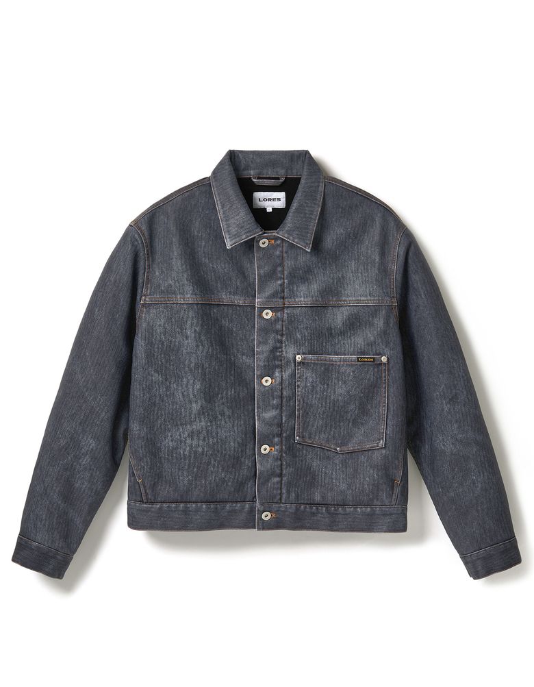 Faux Leather Trucker Jacket - Indigo