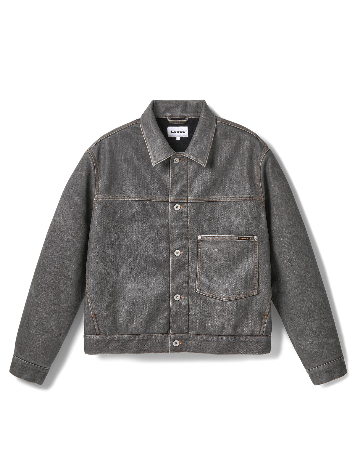 로어즈(LORES) Faux Leather Trucker Jacket - Black
