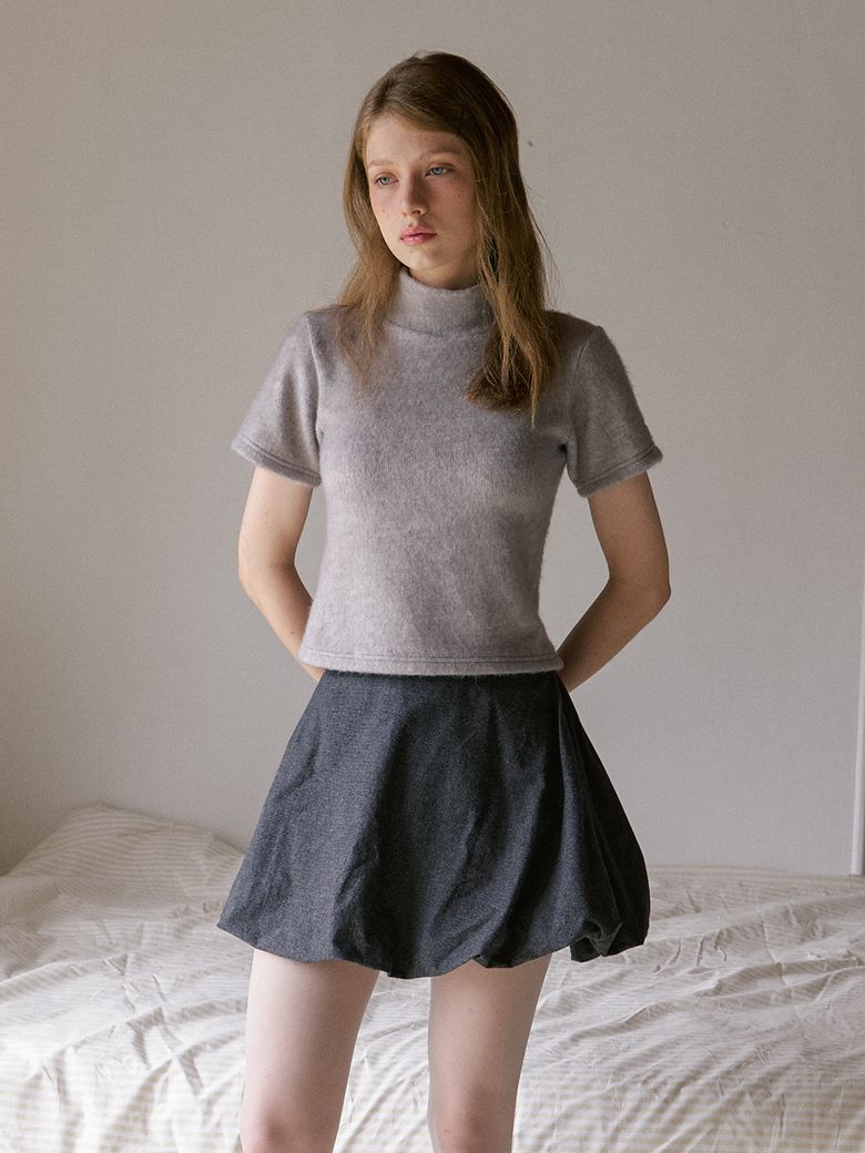 cozy turtleneck top - misty gray