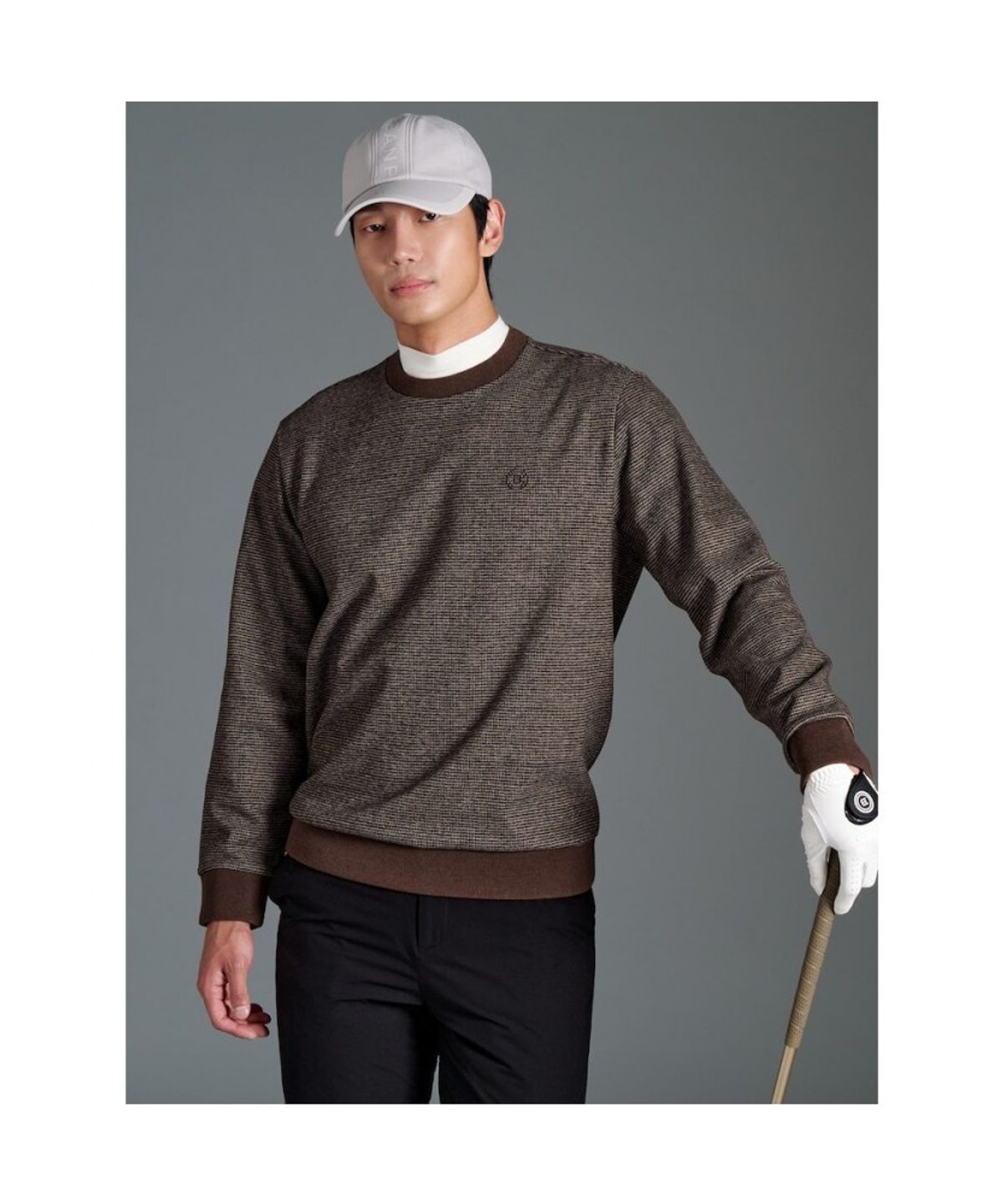 빈폴골프(BEANPOLE GOLF) 남성 하운드 투스 스웨트 셔츠 - 브라운
