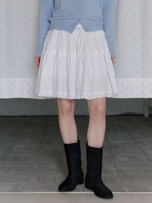 petit ruffle midi skirt - off white