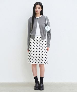 우먼즈 폴카 도트 니 렝스 스커트 [크림]