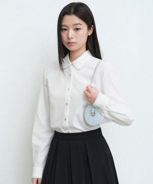 우먼즈 레이스 트림 셔츠 [화이트]