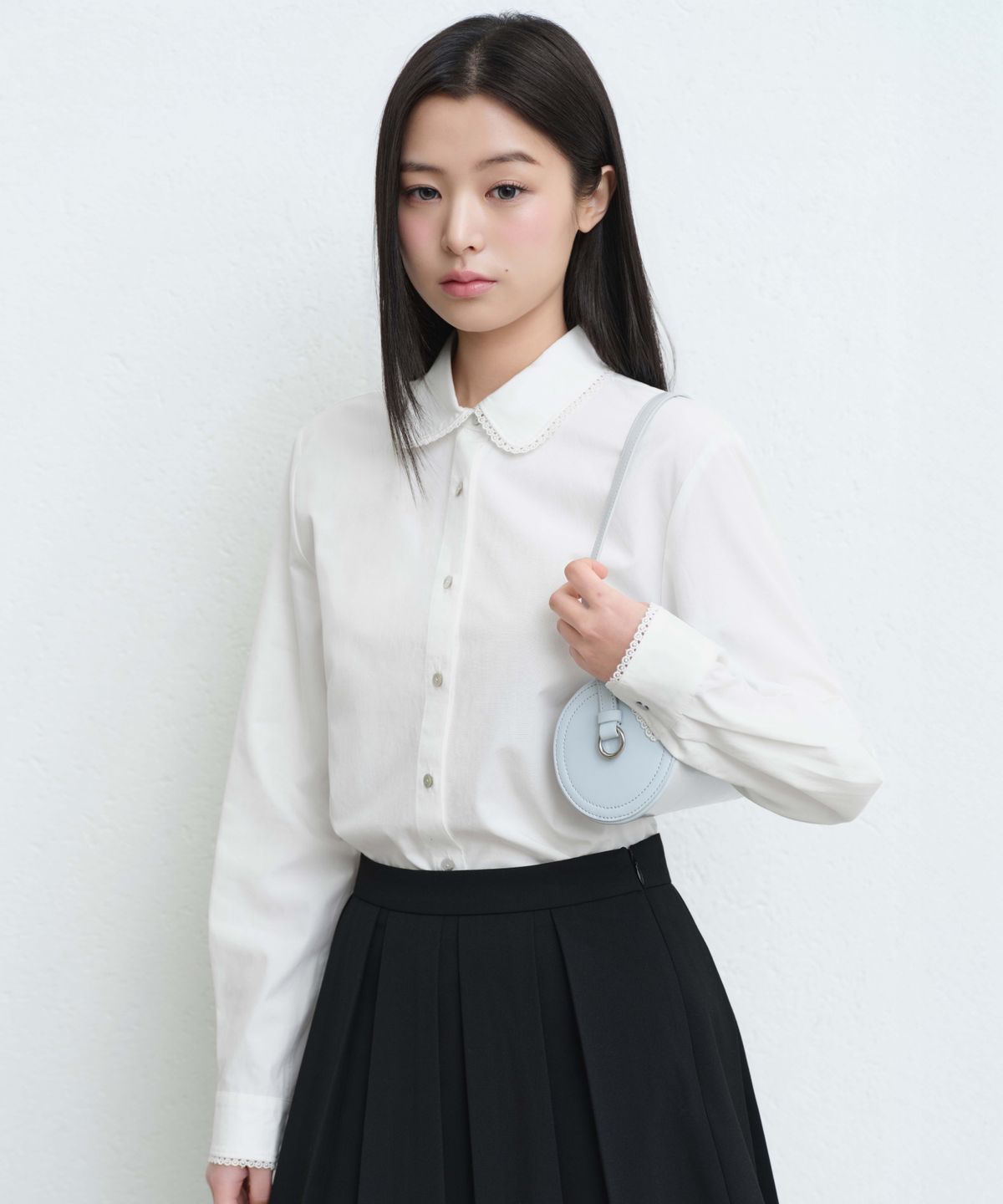 무신사 스탠다드 우먼(MUSINSA STANDARD WOMAN) 우먼즈 레이스 트림 셔츠 [화이트]